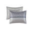 Ensemble d'édredon en jacquard 7 pièces, très grand lit californien bleu marine avec coussins décoratifs - Ensemble de lit en polyester luxueux avec motif rayé-122647314