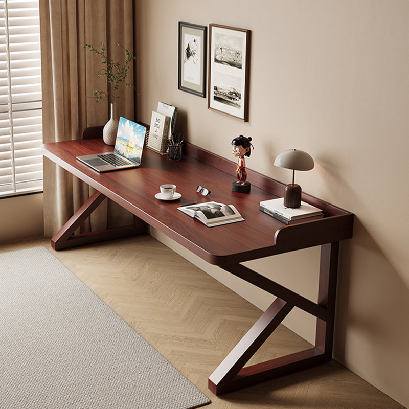 Bureau d'écriture rectangulaire en bois massif noir, Noir, H 29,53 po x l 62,99 po x P 27,56 po