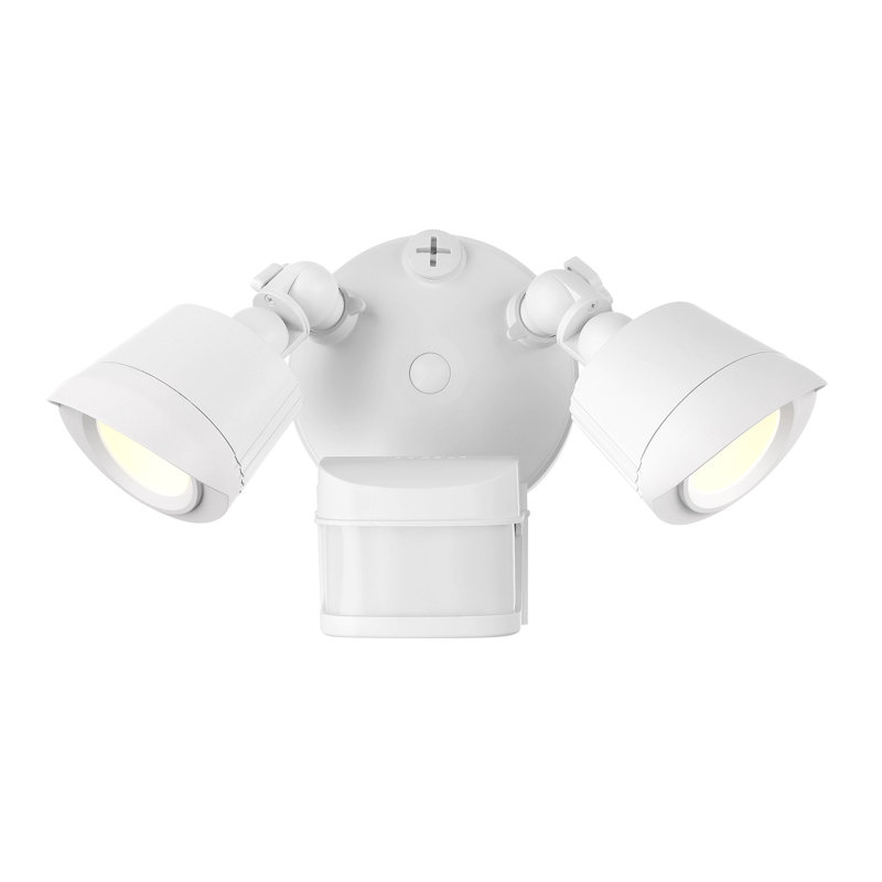 White Dual Head LED Outdoor Security Flood Light with Motion Sensor