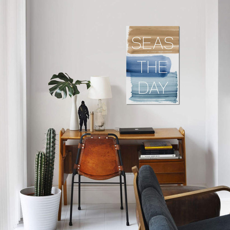 « mers the day », art textuel sur toile, H 40 po x l 26 po x P 1,5 po, Toile tendue, Pas de tapis