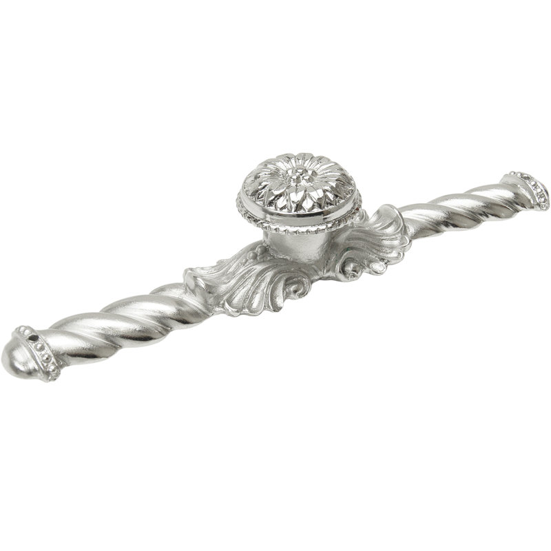 Acanthus large knob with flared foot Rosette style with large backplatein Satin, Chrome