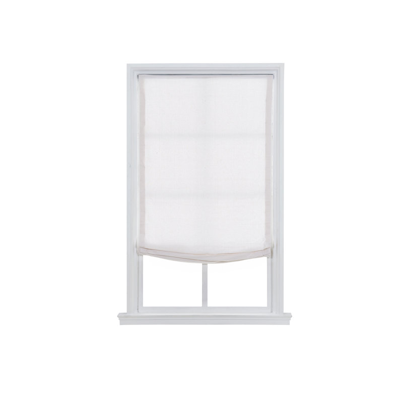 Room Darkening Roman Shade, White, 27"W x 64"L