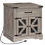  Table d'appoint de style campagnard avec station de charge et table de chevet de 23,6 po de large avec armoire de rangement et table de chevet en bois avec tiroir-244579923
