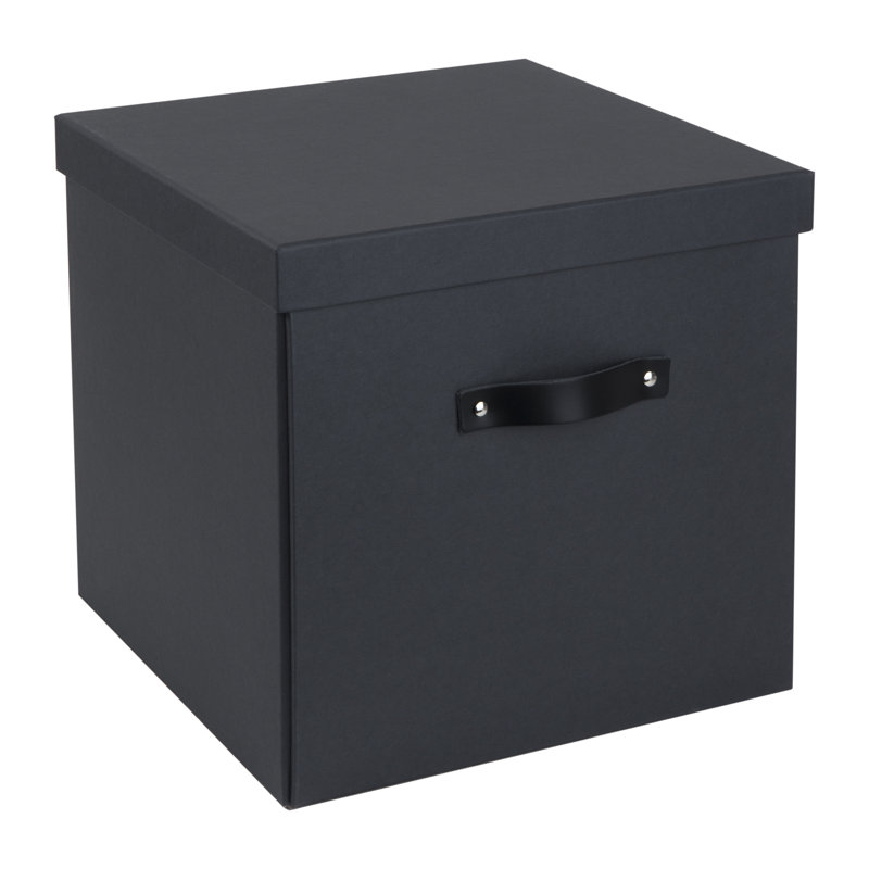 Boîte de rangement Bigso Logan KD | Cubes de rangement avec couvercle pour tablettes, Noir