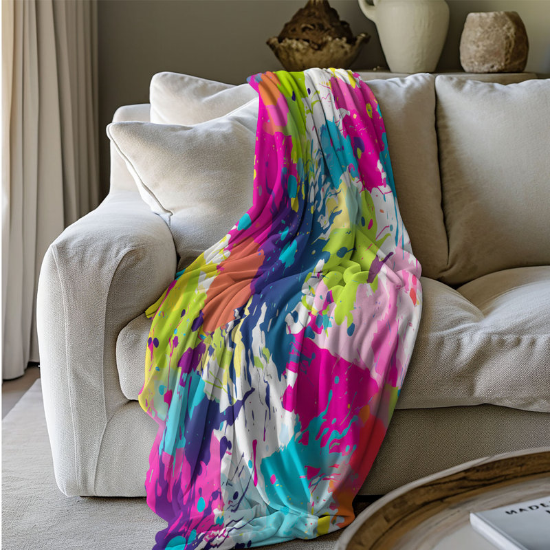 Multi-teint Splash Ensemble - Jeté Sherpa de qualité supérieure 1 pièce, L 60 po x L 80 po
