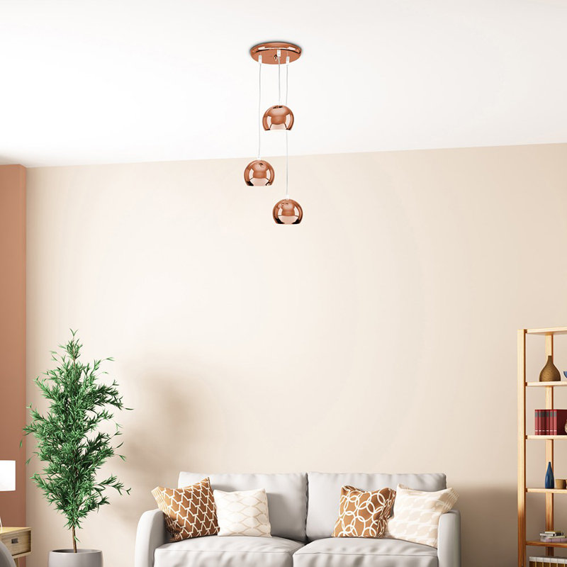 Harthe 3 - Light Polished Copper Cluster Pendant