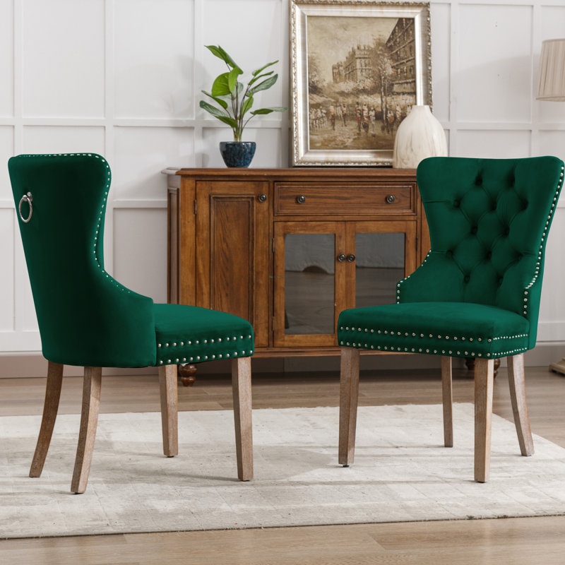 Gaye 49.5cm H Tufted Velvet Upholstered Parsons Chair, 2, Green