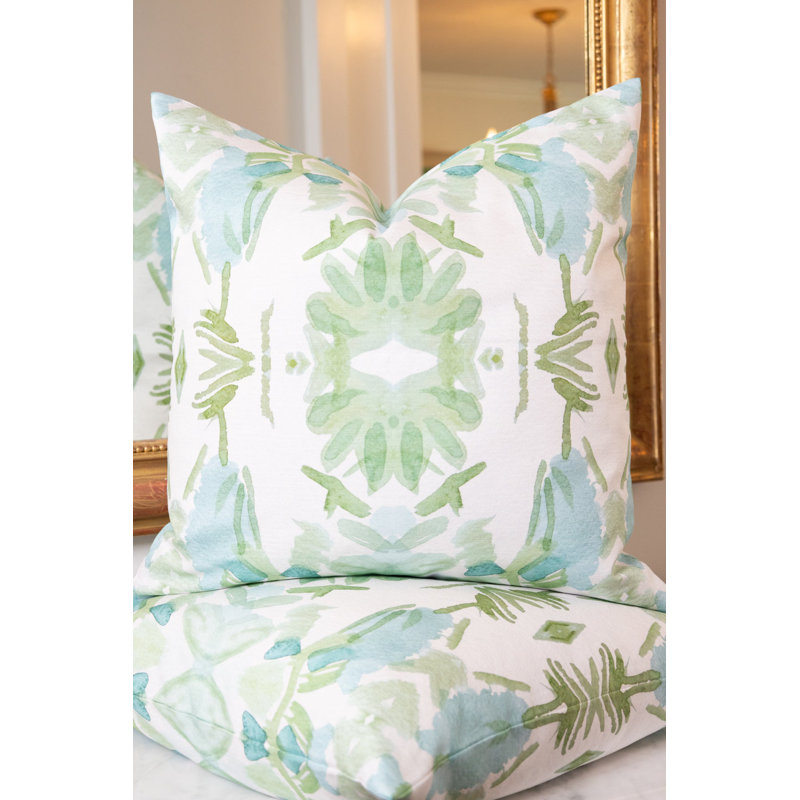 Wildflowers I Large Repeat Luxury Throw Pillow, 22"H x 22"W, Blue/Sage Green Floral