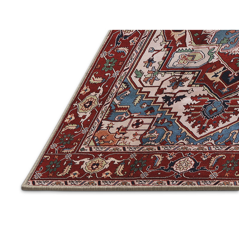 Tapis oriental rouge et bleu, Rectangle 7 pi x 9 pi
