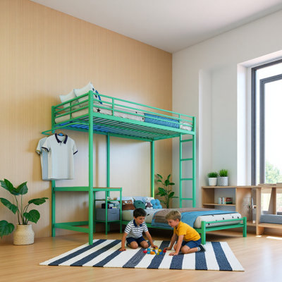 Bunk Bed Twin Over Twin Size With Desk Station