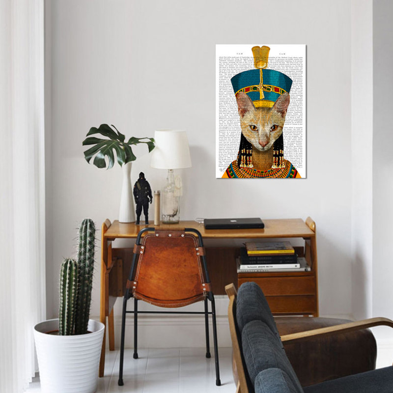 « égyptienne grand chat », impression sur toile tendue, H 26 po x l 18 po x P 1,5 po, Toile tendue, Pas de tapis