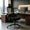 Chaise de bureau ergonomique à double dossier, avec support lombaire réglable et dossier inclinable — ensemble bureau et chaise pour bureau à domicile, chaise d'ordinateur à dossier haut, chaise de bureau en maille respirante