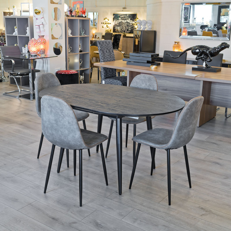 4 - Person Butterfly Leaf Dining Set, Black Ash, Grey