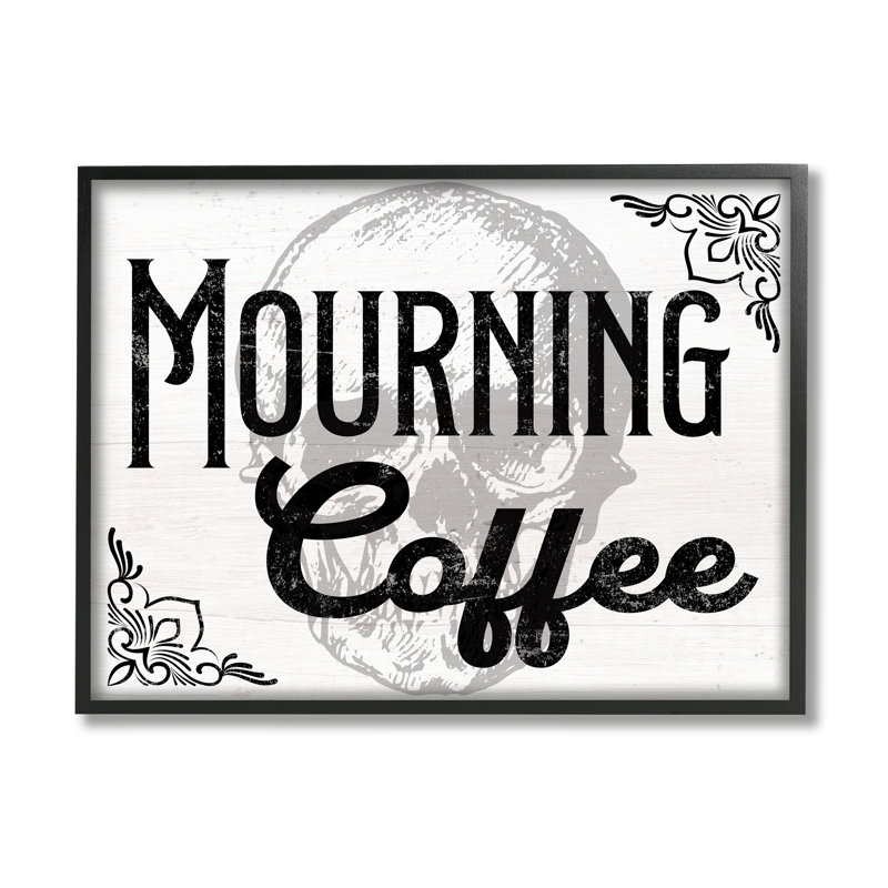 Az-661 - Crâne de deuil café encadré sur bois par Lil 'Rue, H 16 po x l 20 po x P 1,5 po, Giclée encadrée noir minuit