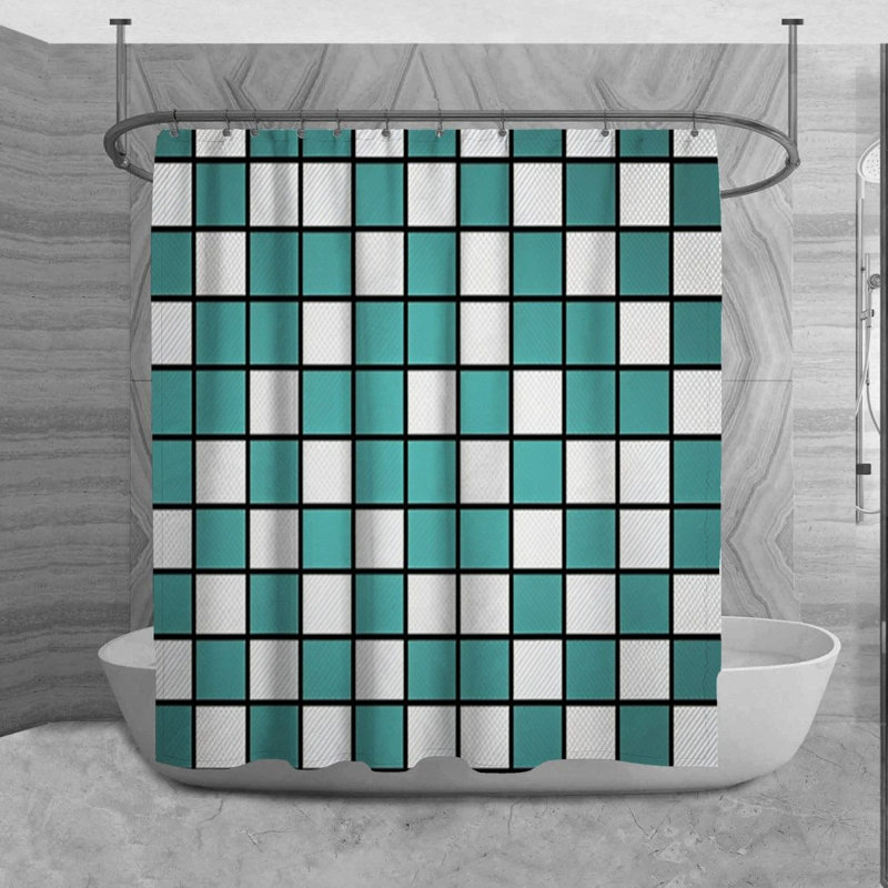 Rideau de douche à carreaux Montavis, H 93 po x l 70 po