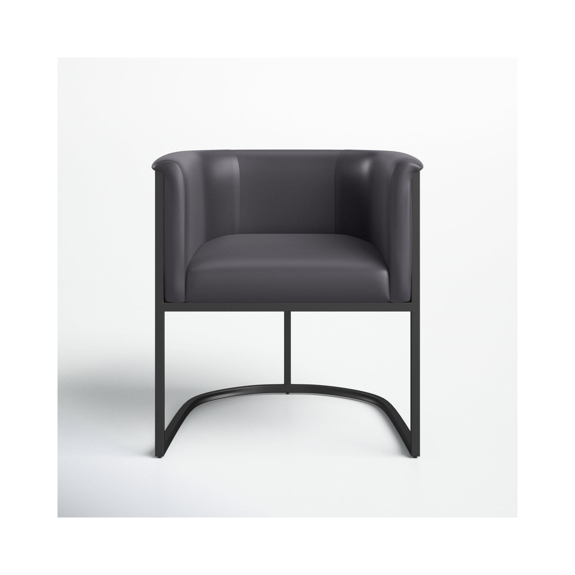 Virgil Faux Leather Upholstered Arm Chair, Black