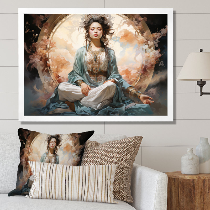 Art asiatique, bodhisattva Grace I - impression, H 12 po x l 20 po x P 1 po, Cadre photo blanc