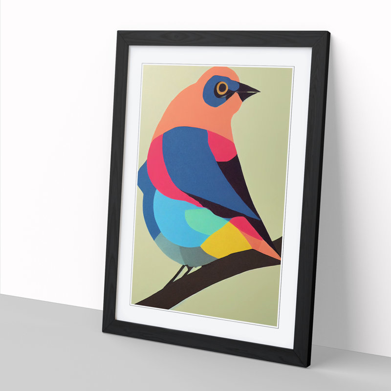 FRM-V0523-235X Bird Avant Garde - Single Picture Frame Print, Black Framed, 64cm H x 46cm W x 2cm D