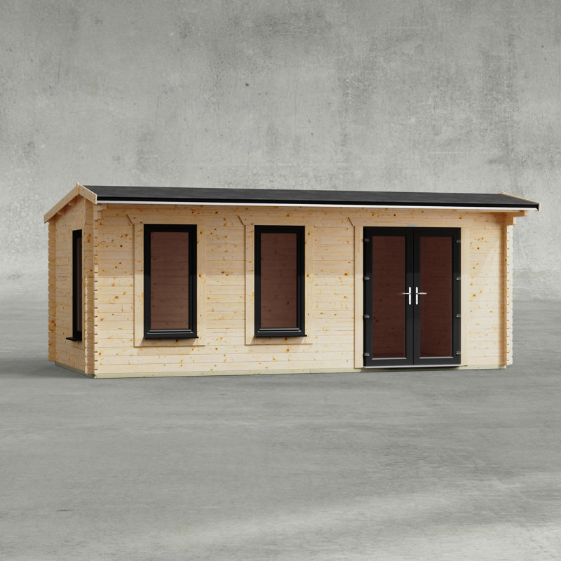 Powersheds 20 x 10ft Apex Log Cabin, Doors to the Right - 44mm