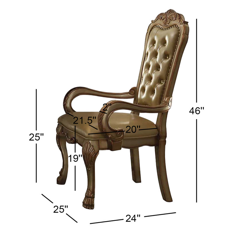 Fauteuil capitonné Marshallville (ensemble de 2), Patine or et os