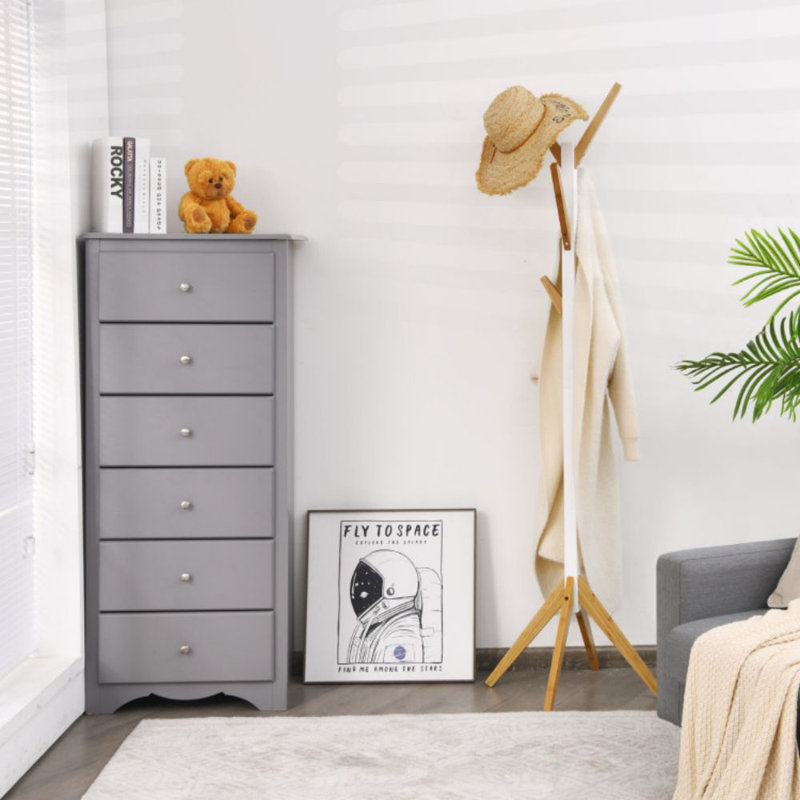 Portemanteau portatif en bambou avec 6 crochets