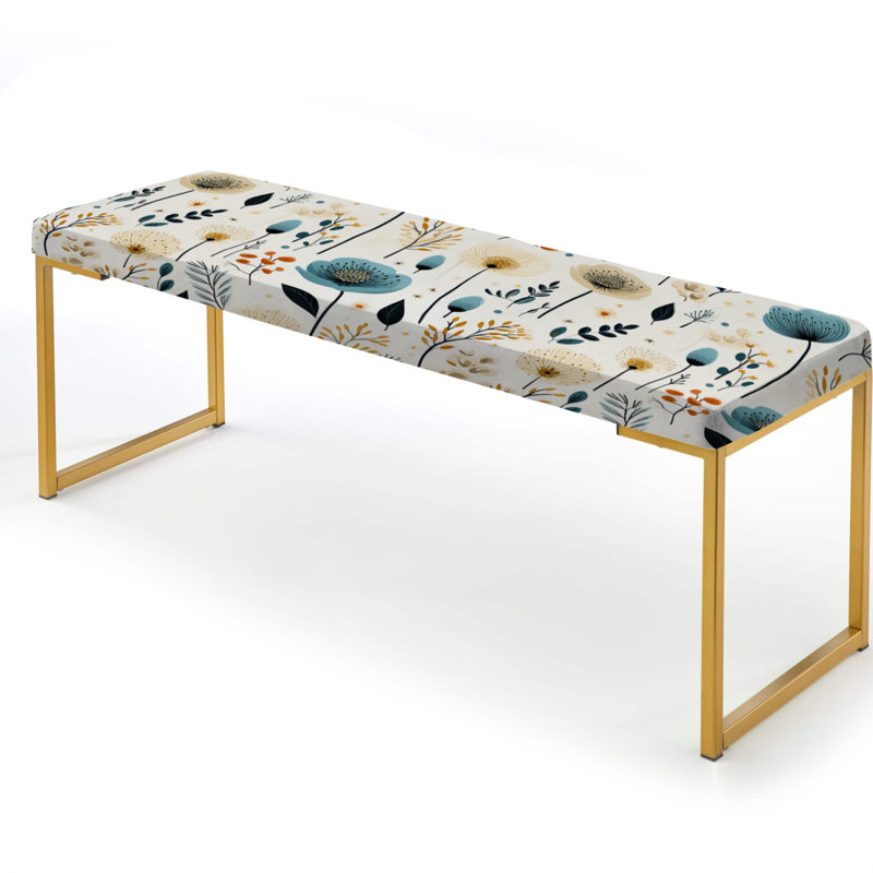 Banc rembourré floral blanc et bleu Serenity - blanc et bleu
