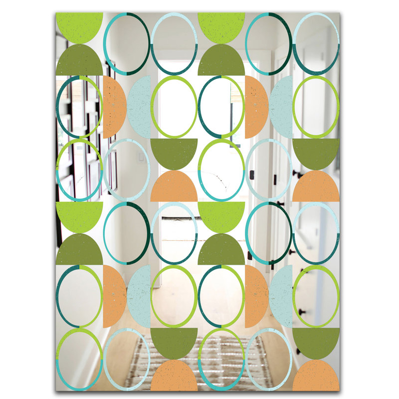 Miroir d'appoint circulaire et moderne, H 39,4 po x l 29,5 po, Bleu / Brun
