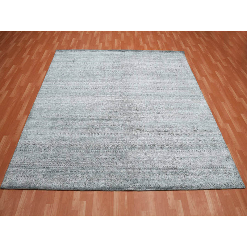 Tapis carré gris en soie noué à la main 8 pi 10 po x 8 pi 10 po 5FACA53FD3BB4488B3592BAD303AC4E6