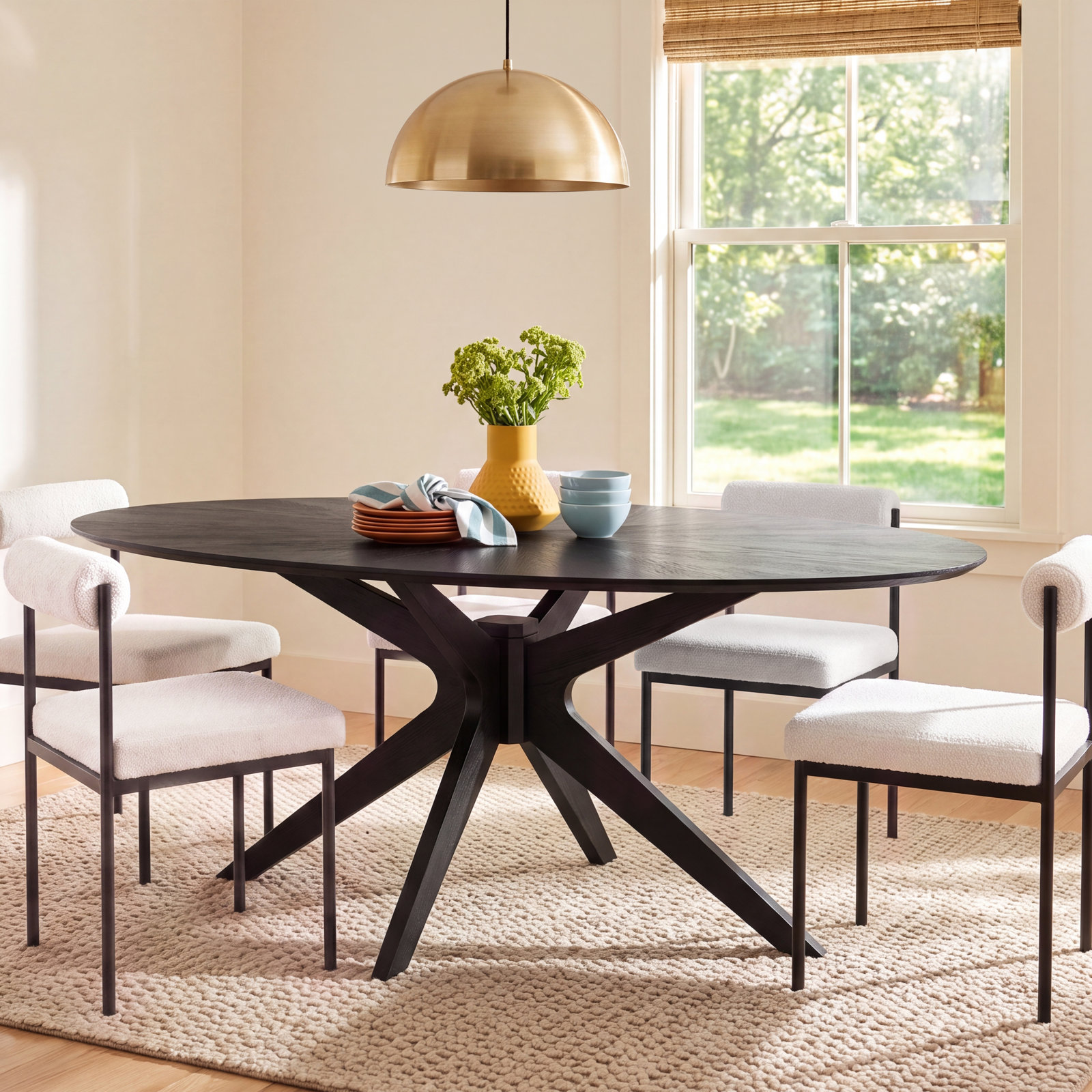 Fenway 70.5'' Oval Dining Table, Black Top/Black Base