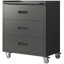 Armoire de rangement en métal robuste avec roulettes - Armoire à outils à 3 tiroirs pour solutions de rangement de garage, de bureau et de maison, noir / gris