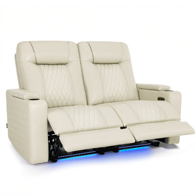 65" Wide Zero Gravity Power Theater Loveseat Sofa with Adjustable Headrest & Armrest Storage