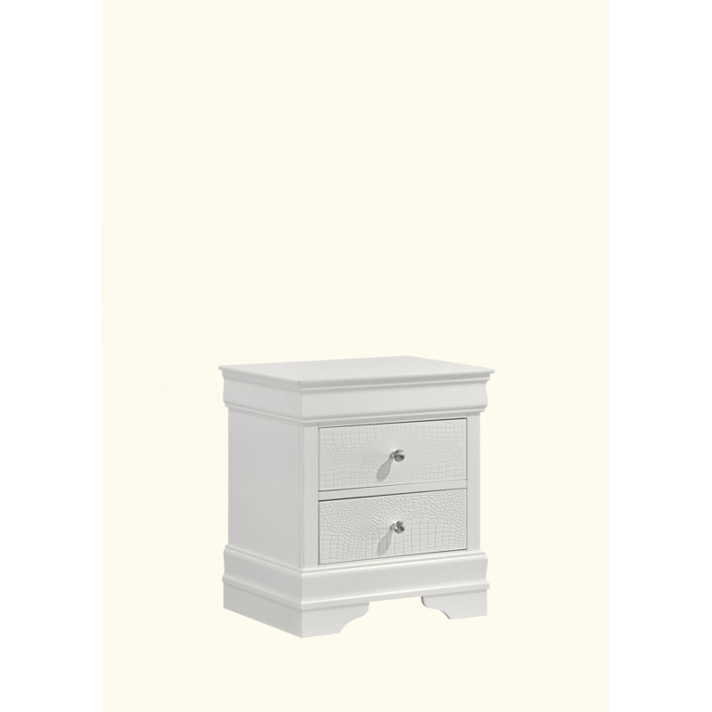 Table de chevet 2 tiroirs de style moderne en bois, Blanc