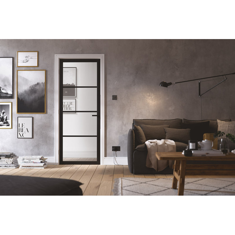 Soho 4L Glazed Black Internal Door, 198cm H x 68.6cm W x 3.5cm D