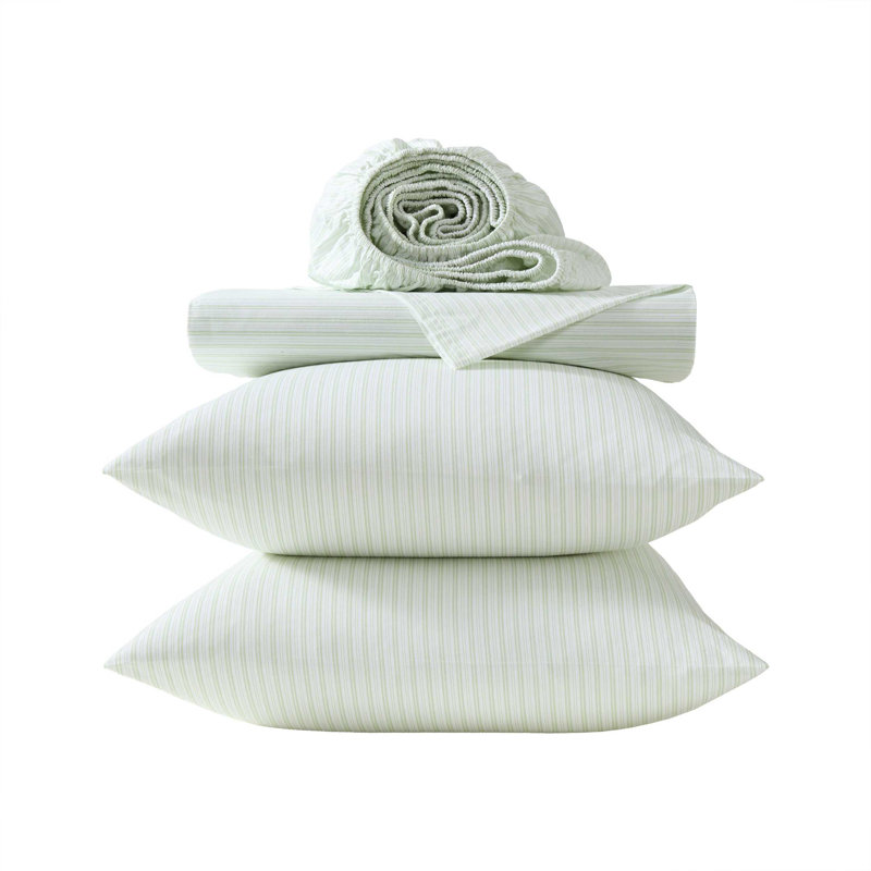Ensemble de draps en percale de coton Percale Novelty Laura Ashley, Bedford Skinny Stripe Green