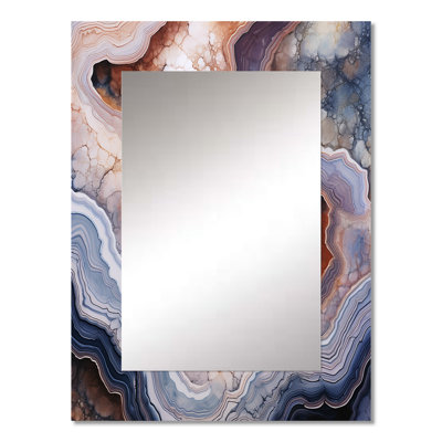 Stone Geode Scenery Minimalism II - Stone Geode Wall Mirror, Traditional Decorative Mirror, Printed Metal Art
