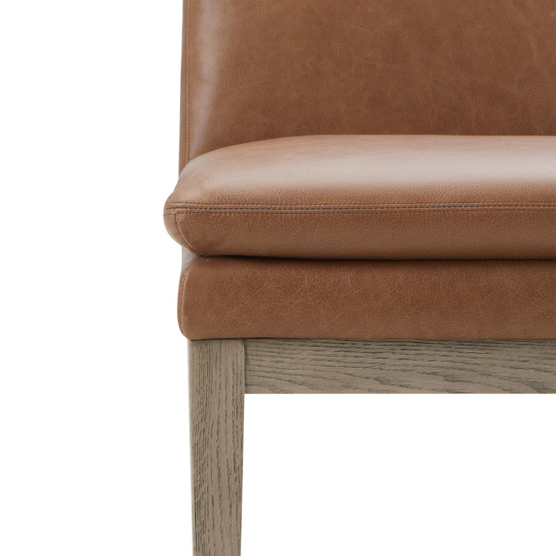 Chaise rembourrée en cuir Bethea, Cuir véritable Marseille