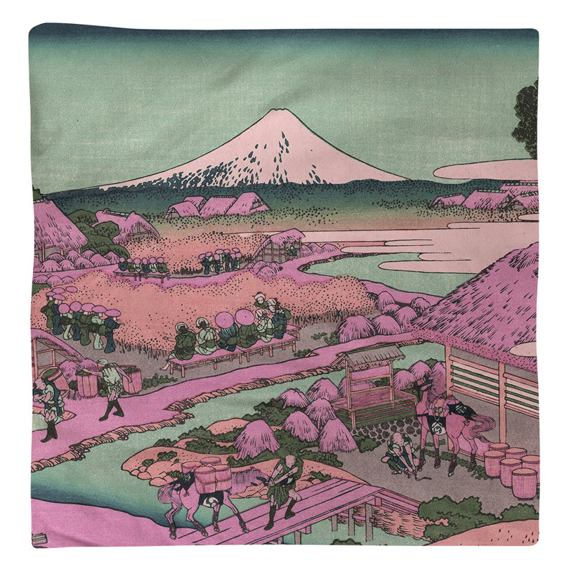 Katsushika Hokusai Cotton Square Napkin, Pink
