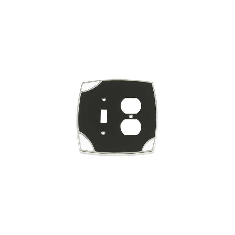 Techno Receptacle 2-Gang Duplex Outlet / Toggle Light Switch Combination Wall Plate, Black