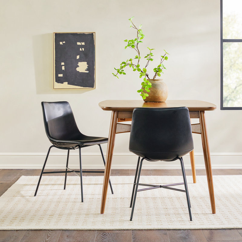 Aobh Modern Urban Faux Leather Dining Chair with Metal X Base, Black