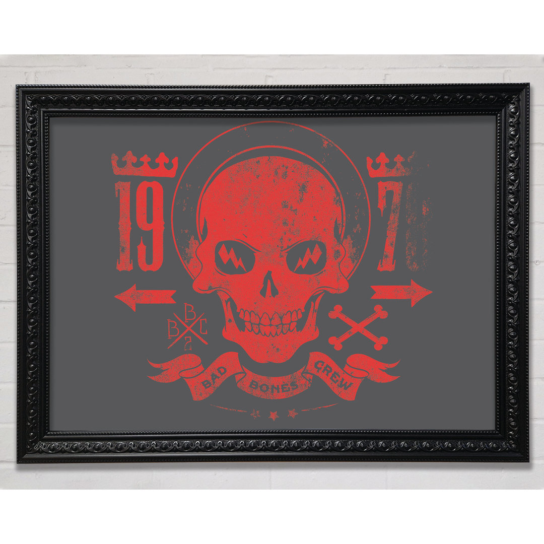 Gerahmtes Leinwandbild Retro Skull