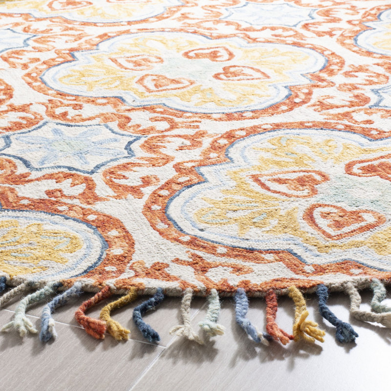 Vahakn Hand Tufted Wool Floral Rug, Round 3'