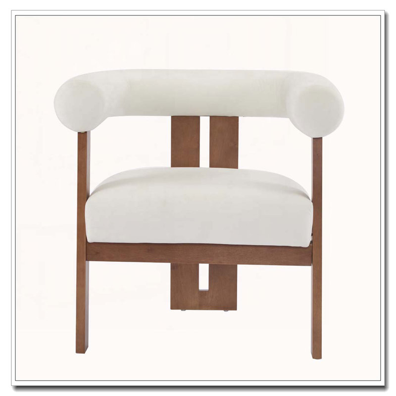 Fauteuil d'appoint rembourré en velours, Beige