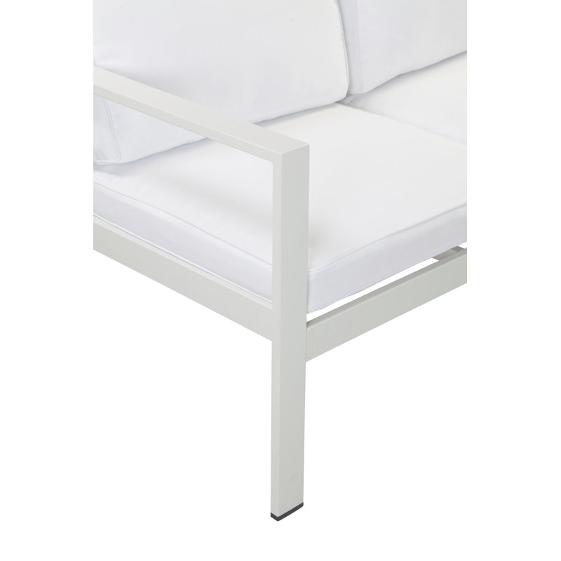 Causeuse d'extérieur en aluminium Aynura de 54 pouces avec coussins à séchage rapide - siège de patio moderne, structure résistante à la rouille et assemblage facile - en blanc