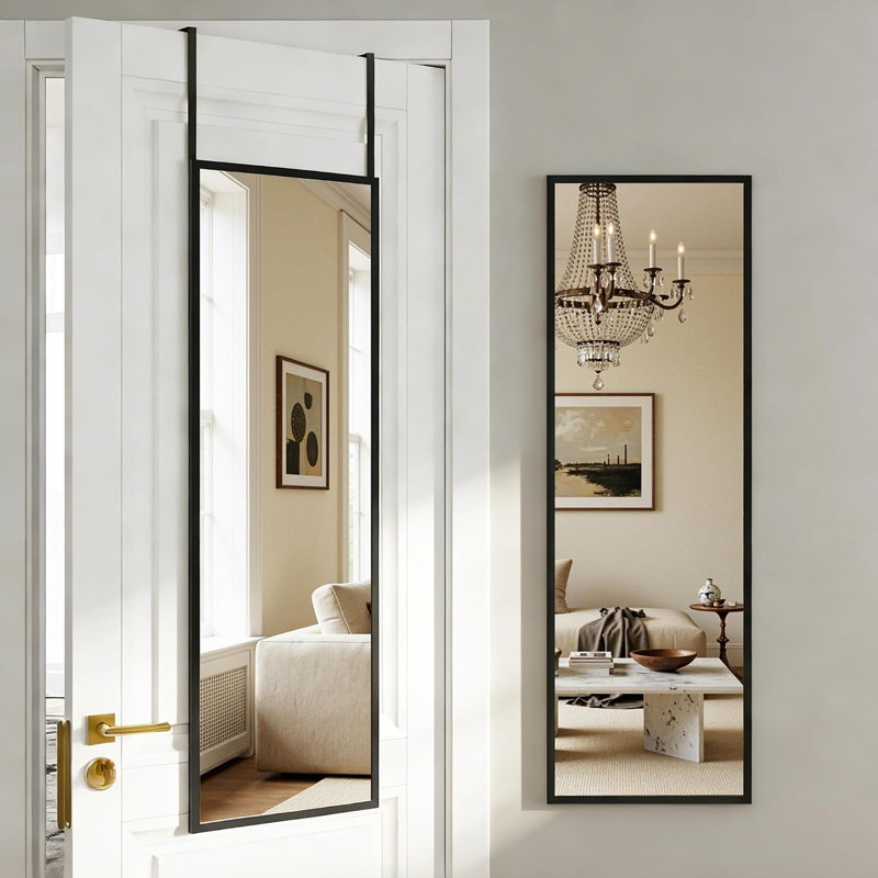 Full Length Mirror Over Door, 3-in-1 Standing Leaning Wall Mounted, Hanging Mirror for Bedroom Living Room, 47" x17”