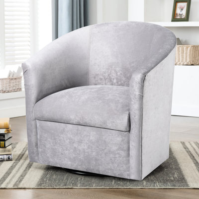 Chaise pivotante en microfibre argentée brillante - assise de 18 po de hauteur, poids de 60 lb, ameublement rotatif élégant à 360 degrés, revêtement, sans assemblage, chaise rembourrée, densité de mousse de 1,9 po, largeur de 20,5 po,