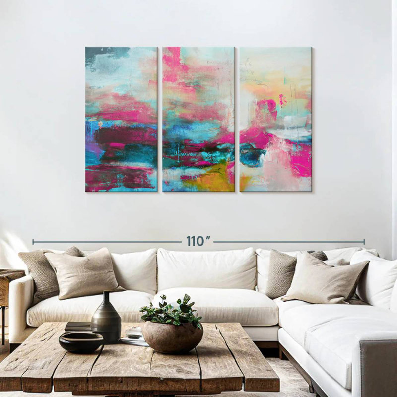 Avery Abstract Pink Aqua, 48" H x 74" W