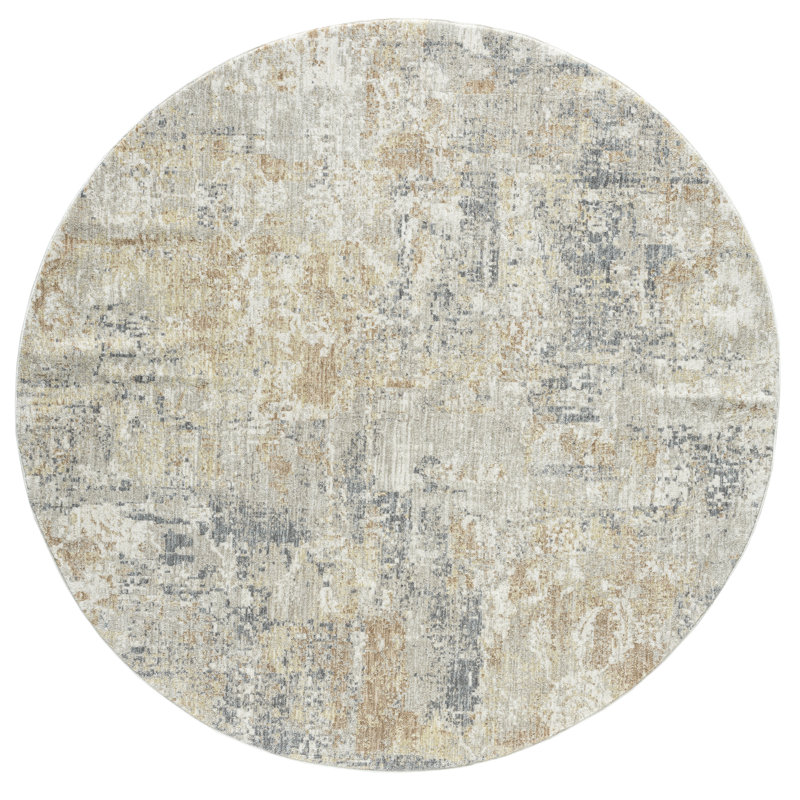Lynn Cream/Multicolor Modern Abstract Performance Woven Indoor Area Rug, 6'6" x 6'6"