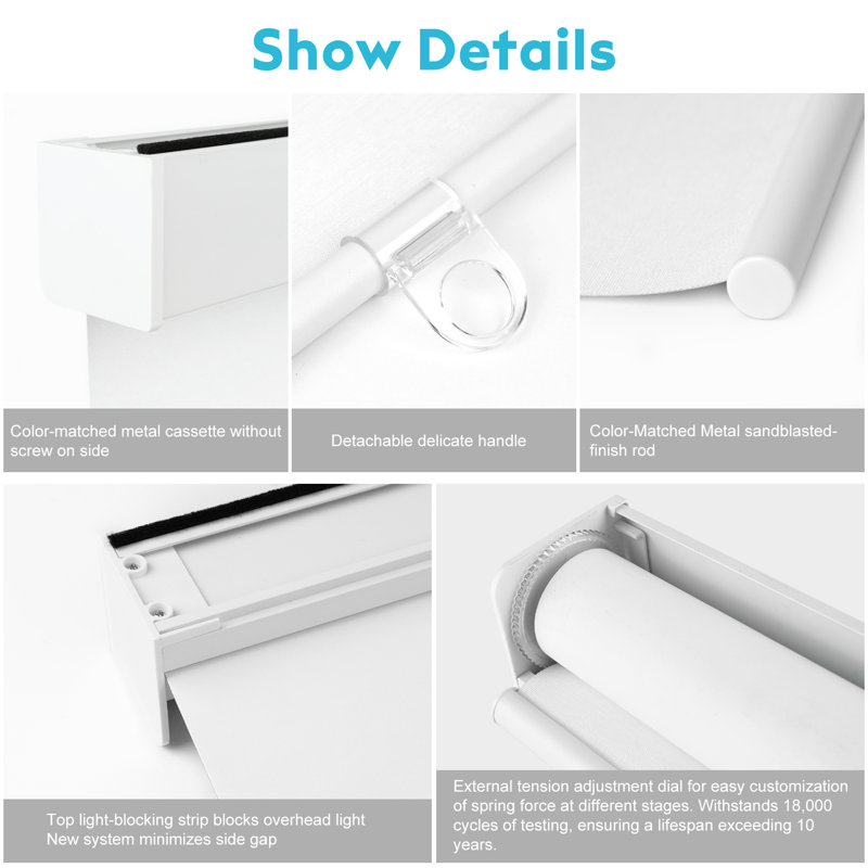  100% Blackout Roller Shades, Free-Stop Cordless Roller Blinds for Windows, Linen Fabric, Thermal Insulated Linen Fabric Window Shades UV Protection for Home, Door, White22.5"W x 72"H