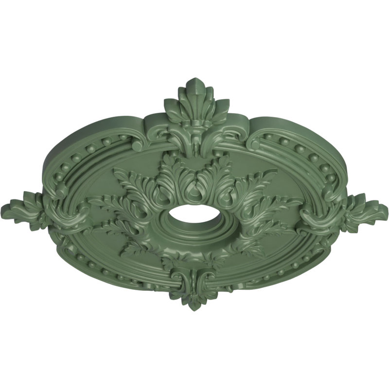 Endurathane Benson Classic Ceiling Medallion, 28 3/8"OD x 3 3/4"ID x 1 5/8"P (Fits Canopies up to 6 1/2"), Hand-Painted Athenian Green Finish