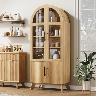 71" Modern Fluted Display Cabinet With Glass Door by Latitude Run